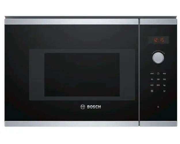 Cuptor cu microunde incorporabil Bosch BFL523MS0, 20 L, 800 W, Functie Dezghetare (Negru/Argintiu)