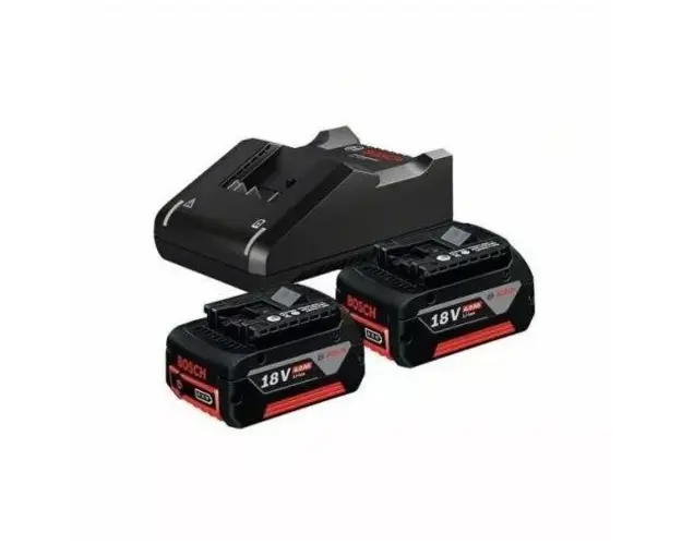 Set Bosch 1600A019S0Valiza, 2 acumulatori Li-Ion, 18 V, 4.0 Ah, incarcator, valiza (Rosu/Negru)