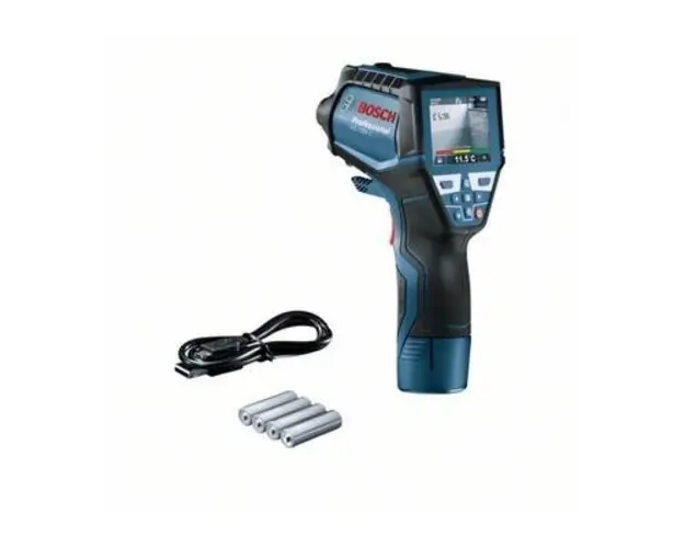 Detector termic Bosch Professional GIS 1000 C, 1000C, precizie +/- 1C, ecran TFT LCD + 4 Baterii AA si Adaptor inclus (Albastru)