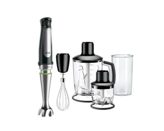 Mixer de mana Braun MultiQuick 7 MQ7045X, Blender/Tocator 1.25 L, Cana gradata 0.6 L, Tocator 0.35 L, Easy SmartSpeed, PowerBell Plus, SplashControl (Negru/Argintiu)