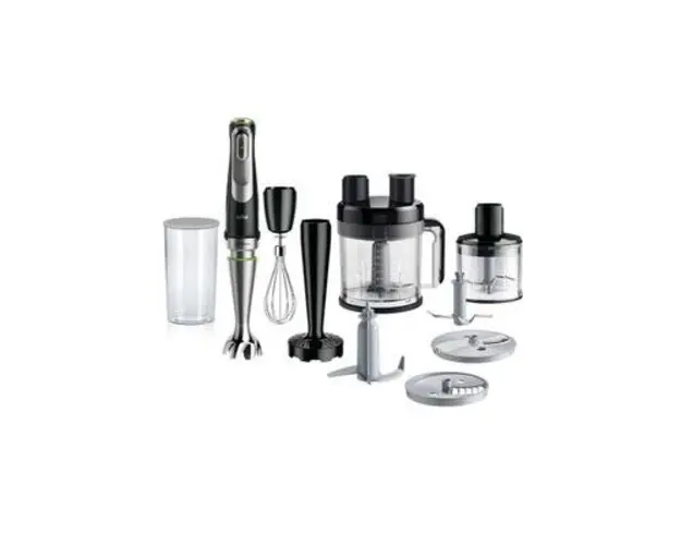 Blender de mana Braun Multiquick 9 MQ 9187XLI, 1200 W, Robot de bucatarie 2 l, Pahar cu capac 0.6 l, Tocator 0.5 l (Negru)