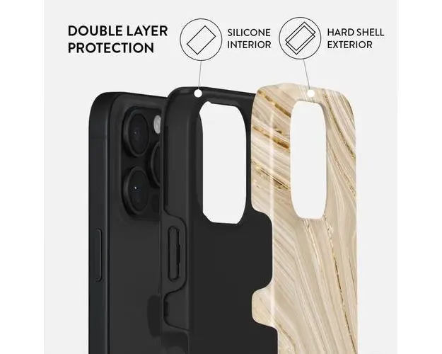 Husa Dual Layer Full Glam Burga pentru iPhone 16 Pro, Crem