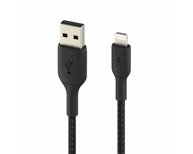 Cablu de date Belkin BOOST CHARGE, USB-A la Lightning, Impleit, 2m (Negru)
