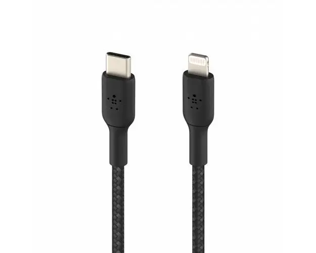 Cablu de date Belkin BOOST CHARGE, USB-C la Lightning, Impltetit, 2m (Negru)