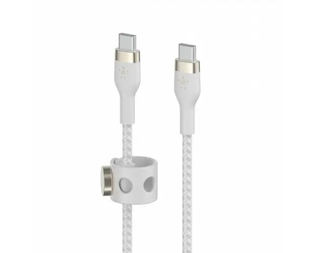Cablu de date Belkin CAB011bt3MWH, BOOST CHARGE PRO, Flex, USB-C - USB-C, 2.0, 3 m (Alb)
