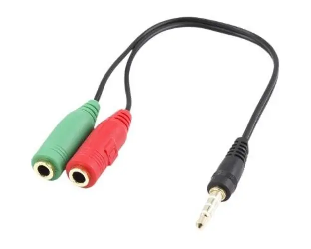 Cablu adaptor White Shark CAB00108, Jack 3.5mm Tata la 2x Jack 3.5mm Mama, 0,2 m