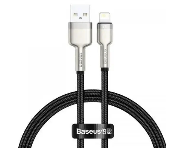 Cablu de date Baseus Cafule Metal, Fast Charging, CALJK-01, USB - Lightning, 0.25m (Negru)
