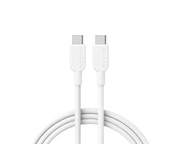 Cablu de date Anker 310, USB-C la USB-C, 240 W, 1.8 metri (Alb)
