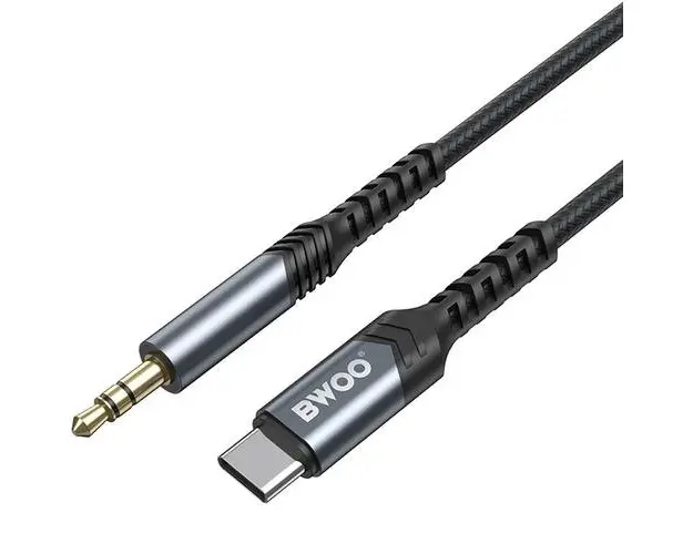 Cablu Audio BWOO BO-AUX066, USB-C - jack 3.5mm , 1.2m, Negru