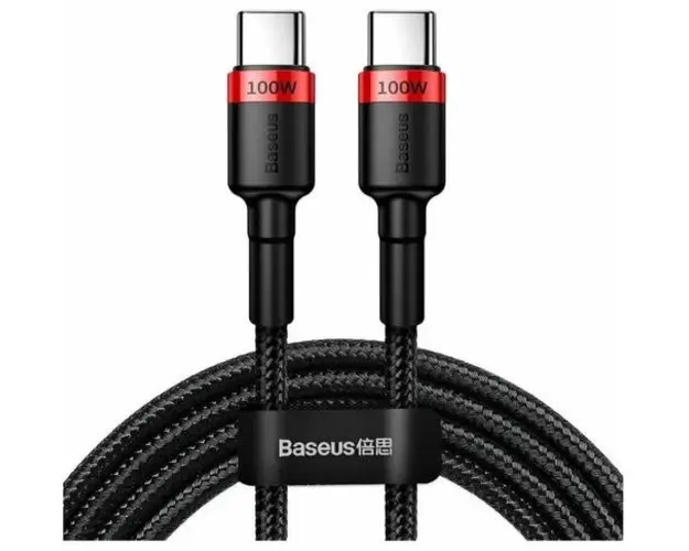 Cablu de date Baseus Cafule PD 2.0 100W, USB-C la USB-C, 2 metri, 20V, 5A (Rosu/ Negru)