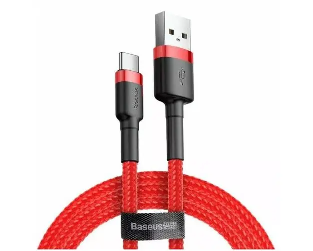 Cablu de date Baseus Cafule, USB la USB-C, Quick Charge , 2A, 2m (Rosu)