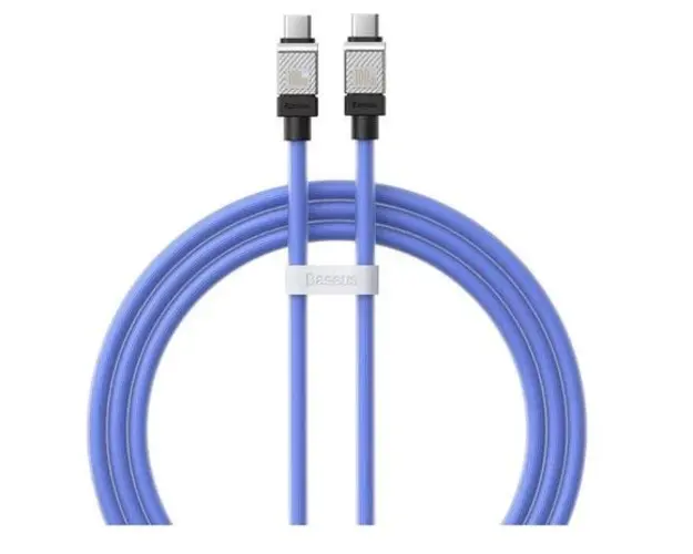 Cablu de date Baseus Coolplay, USB-C la USB-C, 100W, 1m (Albastru)