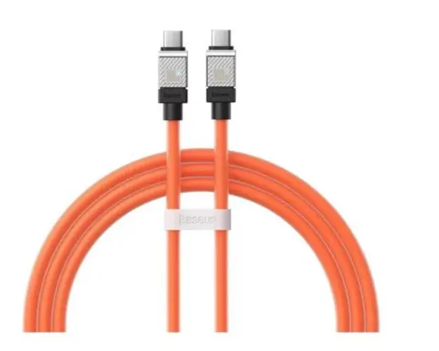Cablu de date Baseus Coolplay, USB-C la USB-C, 100W, 1m (Portocaliu)