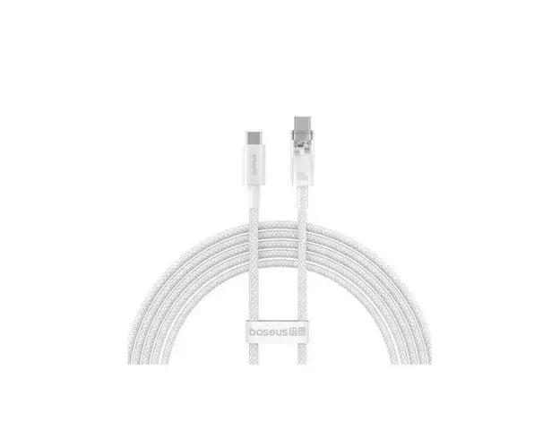 Cablu de date Baseus Explorer Series, USB-C la USB-C, 100W, 1m, Alb