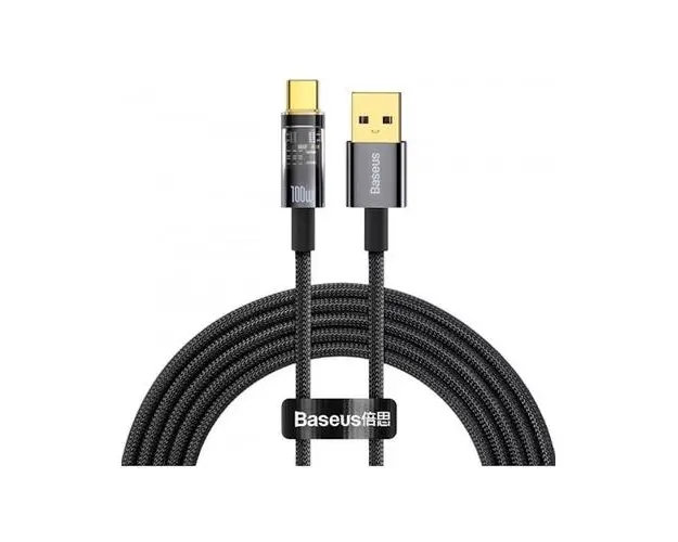 Cablu Baseus Explorer, USB la USB-C, 100W, Fast Charging, 2m, Negru