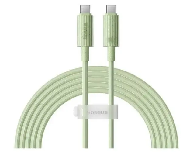 Cablu de date Baseus Habitat Series, Incarcare rapida, USB-C la USB-C, 100W, 2m (Verde)