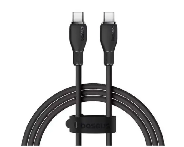 Cablu de date Baseus Pudding Series, 100W, USB-C la USB-C, Fast Charging, 1.2 metri (Negru)