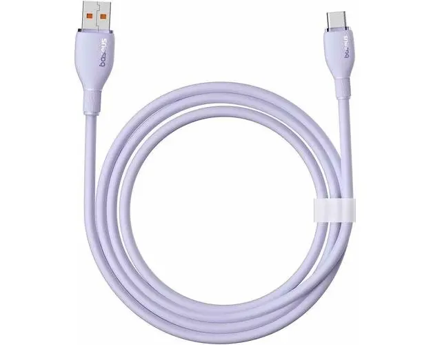Cablu de date Baseus Pudding Series, USB la USB-C, 100W, Fast Charging, 1.2m, Violet