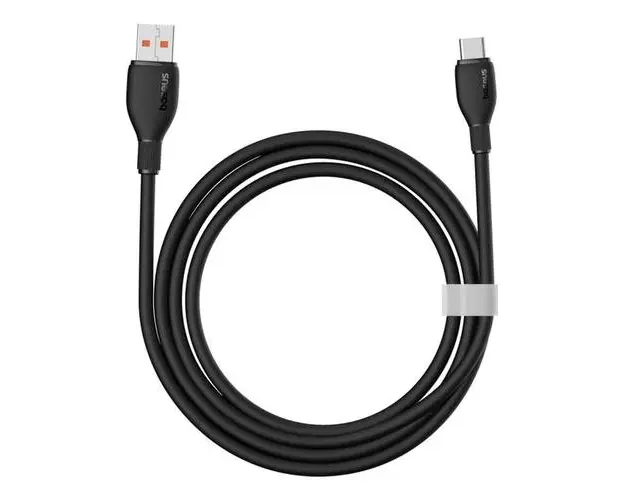 Cablu de date Baseus Pudding Series, USB la USB-C, 100W, Fast Charging, 1.2m, Negru