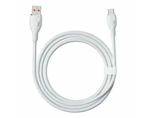 Cablu de date Baseus Pudding Series, USB la USB-C, 100W, Fast Charging, 2m, Alb