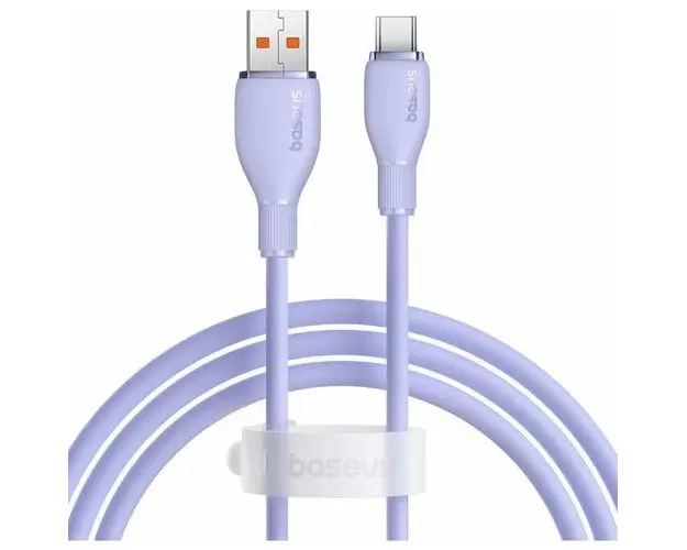 Cablu de date Baseus Pudding Series, USB la USB-C, 100W, Fast Charging, 2m, Violet