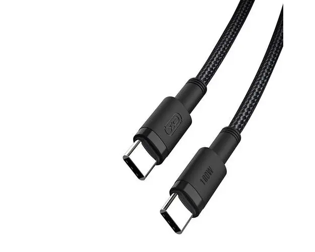 Cablu Date si Incarcare USB-C - USB-C XO Design NB-Q199, 100W, 1.5m, Negru