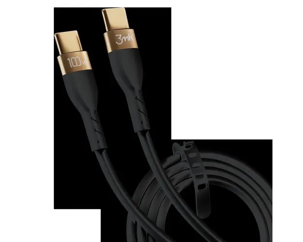 Cablu Date si Incarcare USB-C - USB-C 3MK Hyper Silicone, 100W, 2m, Negru