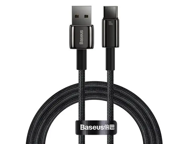 Cablu Date si Incarcare USB-A - USB-C Baseus Tungsten, 100W, 1m, Negru CAWJ000001