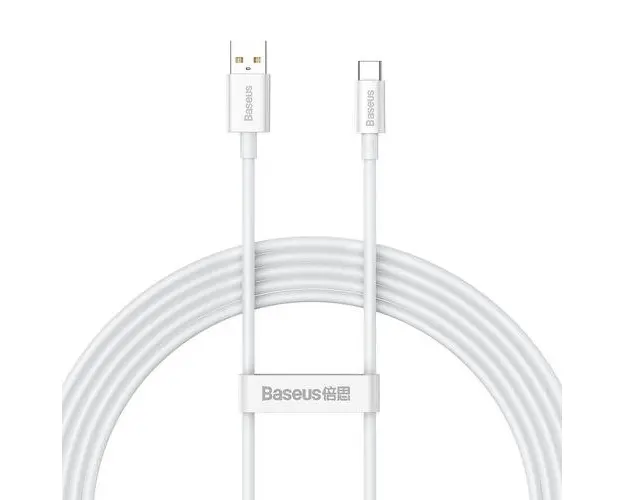 Cablu Date si Incarcare USB-A - USB-C Baseus Superior Series, 100W, 2m, Alb CAYS001402