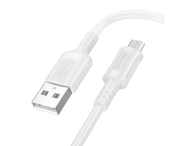 Cablu Date si Incarcare USB-A - microUSB Borofone BX111 Feliz, 18W, 1m, Alb