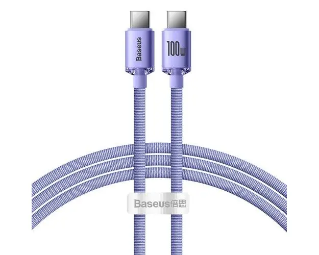 Cablu Date si Incarcare USB-C - USB-C Baseus Crystal Shine Series, 100W, 1.2m, Mov CAJY000605