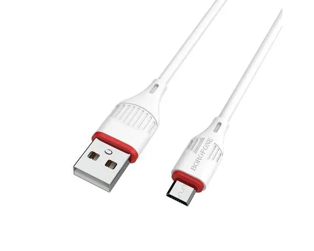 Cablu de date si incarcare Borofone Enjoy BX17, USB-A - microUSB, 18W, 1m (Alb)