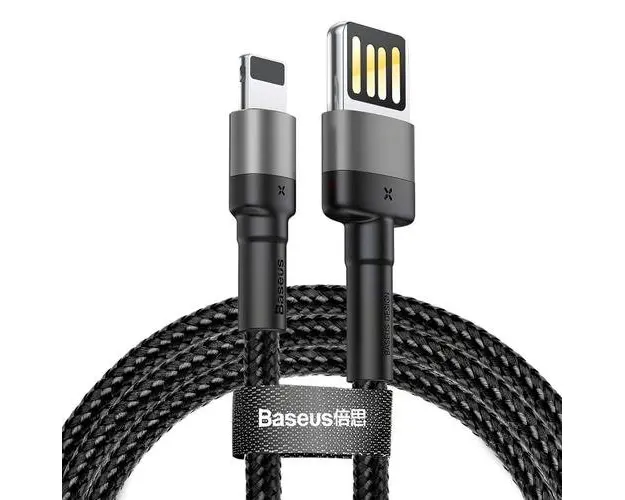 Cablu de date si incarcare Baseus Cafule CALKLF-HG1, USB-A - Lightning, 18 W, 2m (Gri)