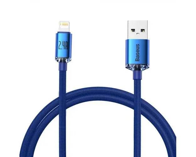 Cablu Date si Incarcare USB-A - Lightning Baseus Crystal Shine Series CAJY000103, 18W, 2m (Albastru) 
