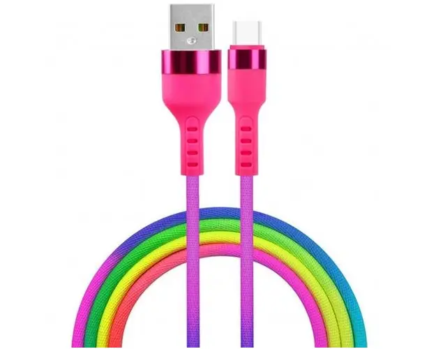 Cablu Date si Incarcare USB-A - USB-C Setty KNA-C-1.22.113, 18W, 1.2m, Multicolor