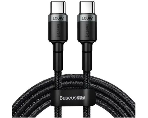 Cablu de date Baseus Cafule CATKLF-ALG1, USB-C la USB-C, 100W, PD 2.0, Quick Charge 3.0, 2m (Negru)