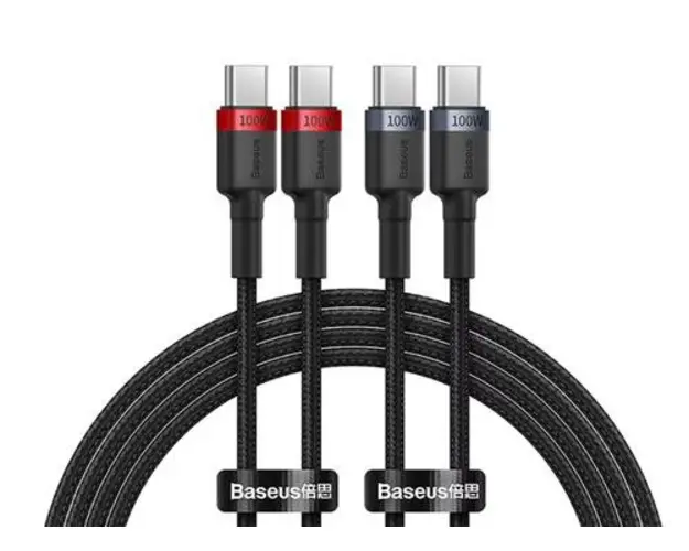 Cablu Date si Incarcare USB-C - USB-C Baseus Cafule, 100W, 1m, Set 2 bucati