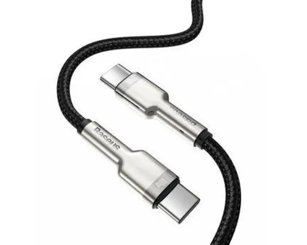 Cablu de date Baseus Cafule Metal CATJK-C01, USB Type-C - USB Type-C, 100W, 1m, impletitura nylon (Negru)