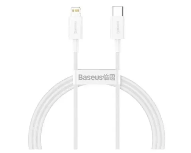 Cablu de date Baseus CATLYS-A02 Superior, USB Type-C - Lightning, Power Delivery 20W, 2.4A, 1m (Alb)
