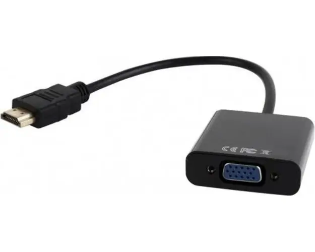 CABLU GEMBIRD A-HDMI-VGA-03, HDMI - VGA/Jack 3.5mm, 15cm, Full HD/60Hz (Negru)