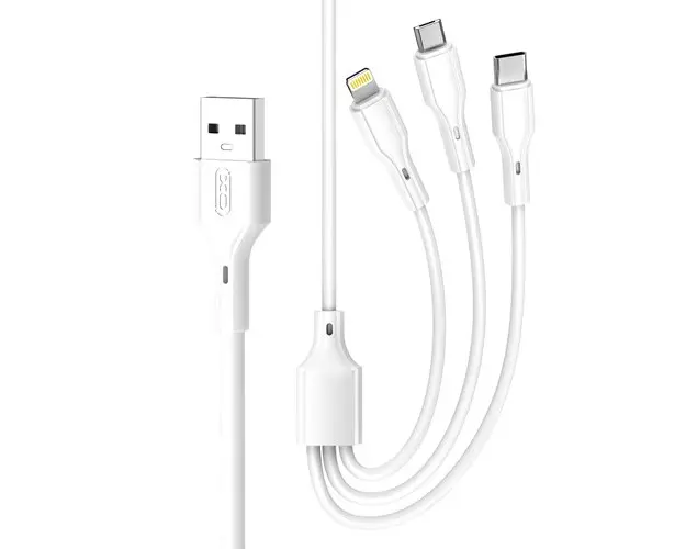 Cablu Incarcare USB-A - Lightning / microUSB / USB-C XO Design NB230, 20W, 1m, Alb