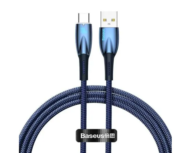 Cablu Date si Incarcare USB-A - USB-C Baseus Glimmer Series, 100W, 1m, Albastru