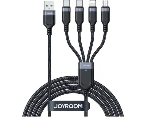 Cablu Incarcare USB-A - Lightning / microUSB / 2 x USB-C Joyroom S-1T4018A18, 20W, 1.2m, Negru
