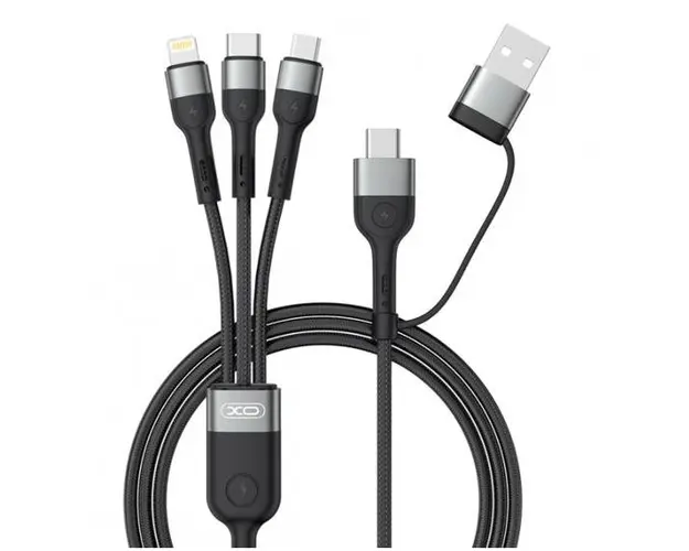 Cablu Incarcare USB-A / USB-C - Lightning / microUSB / USB-C XO Design NB254, 60W, 1.2m, Negru