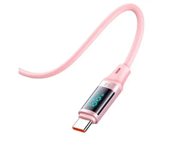 Cablu de date Mcdodo USB - Type-C Digital Display Silicone Super Fast Charging, 6A, 1.2m, Roz