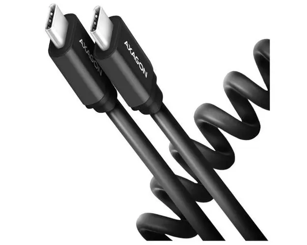 Cablu de date Axagon Twister, USB-C la USB-C, 0.6m, 3A (Negru)