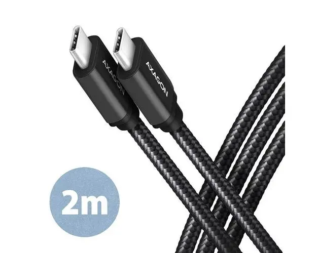 Cablu de date Axagon BUCM3-CM20AB, USB-C la USB-C 3.2 Gen 1, 2m, PD 60W, 3A (Negru)