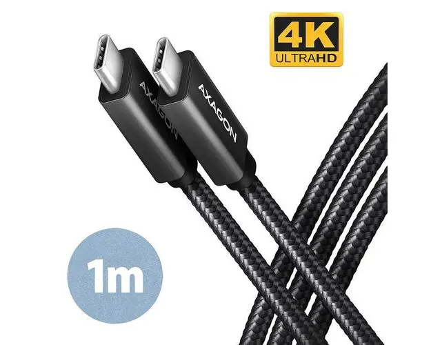 Cablu de date Axagon BUCM32-CM10AB, USB-C la USB-C 3.2 Gen 2, 1m, PD 100W, 5A, 4K HD (Negru)