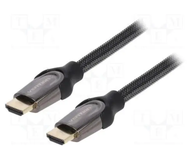 Cablu video Vention VAA-B05-B100, HDMI tata la HDMI tata, 1m, 4K la 60Hz, Conectori auriti, Cupru si cupru placat cu argint, Invelis PVC si nylon impretit (Negru)
