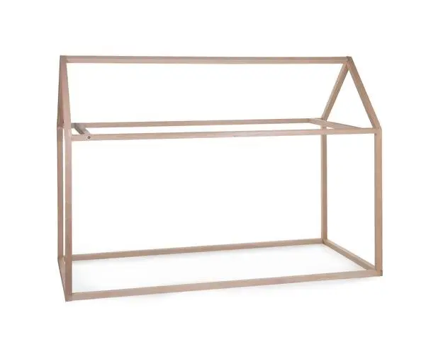 Cadru pat casuta Childhome, 90x200 cm, Lemn Natural